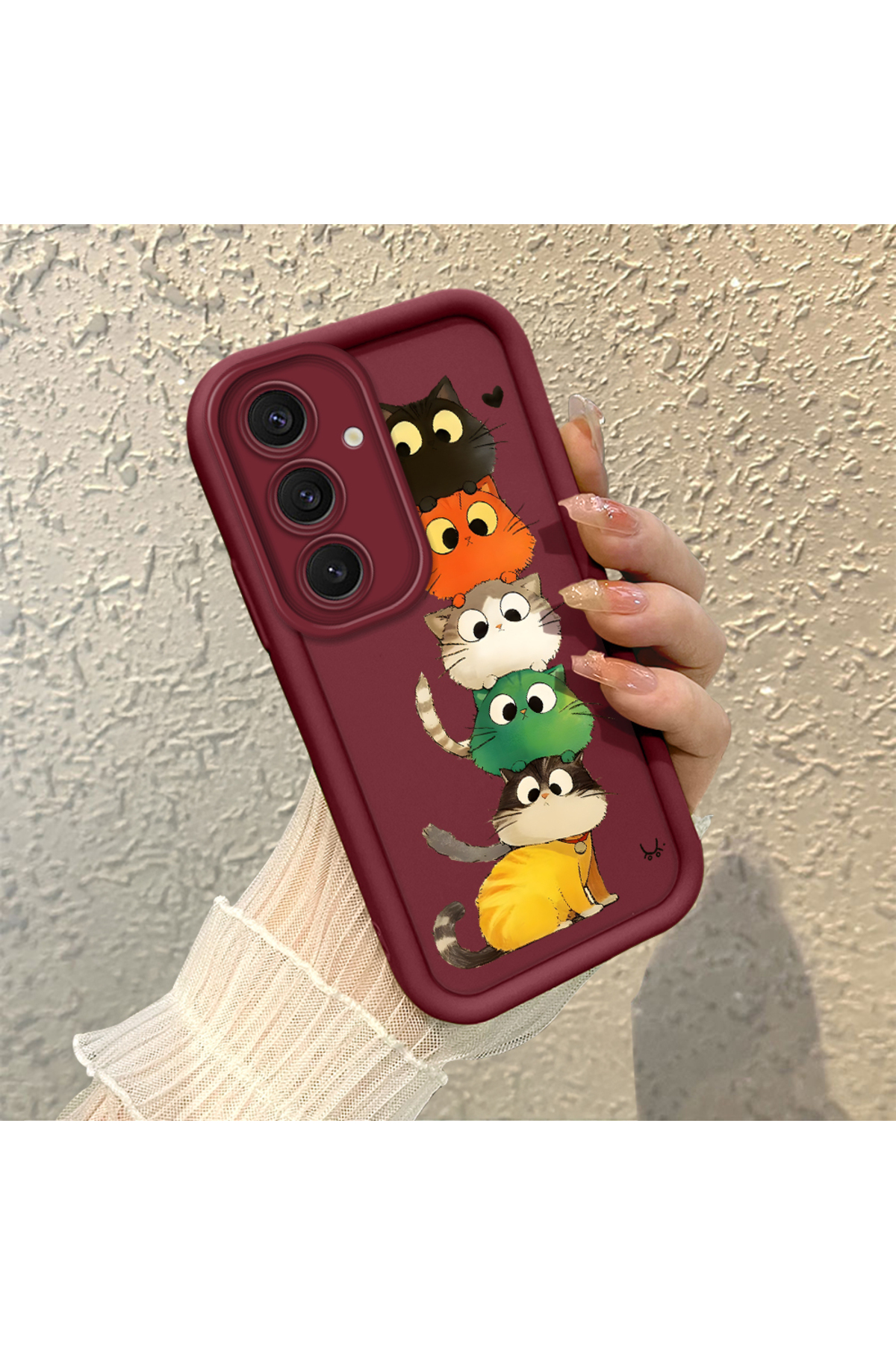 Samsung Galaxy S24 Plus Compatible Camera Protected Cat Pattern Soft Silicone Phone Case