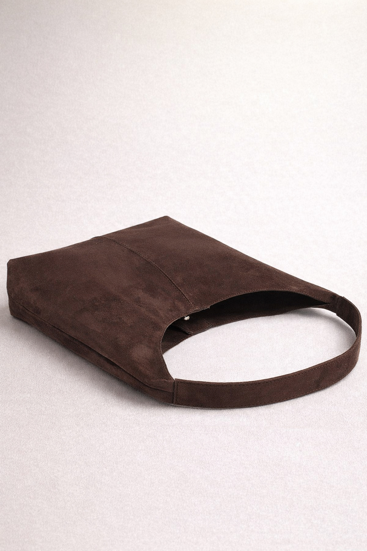 Housebags Dokulu Kahverengi Süet Shopper Vintage Çanta 284 görsel 5