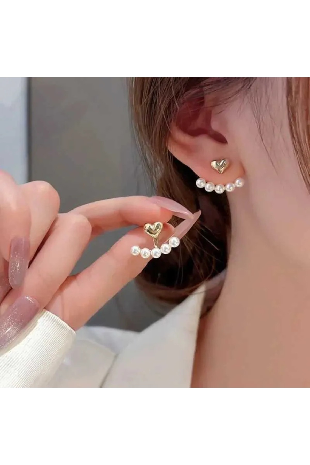Heart Pearl Dangle Earrings