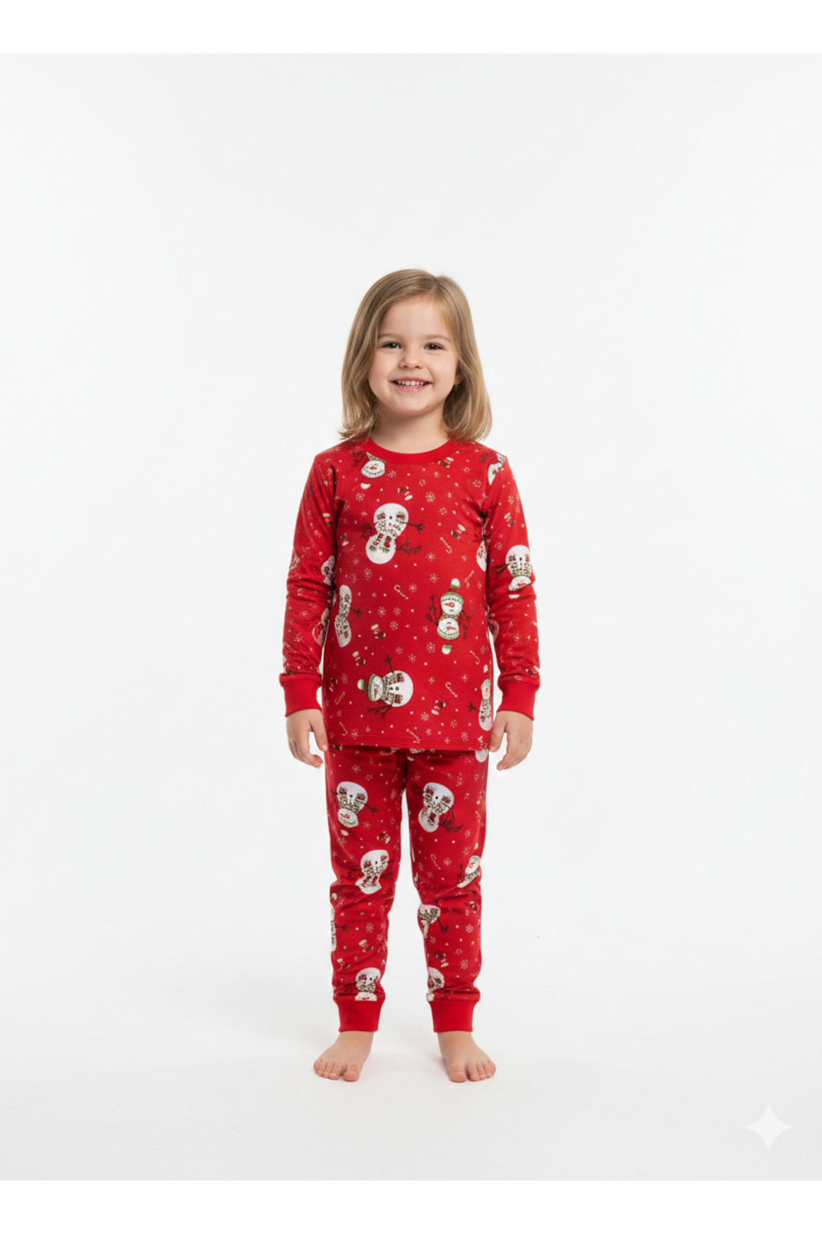 CQCQ Unisex Kardan Adam Desenli Pijama Takımı %100 Pamuk fotoğrafı 2 (önizleme)