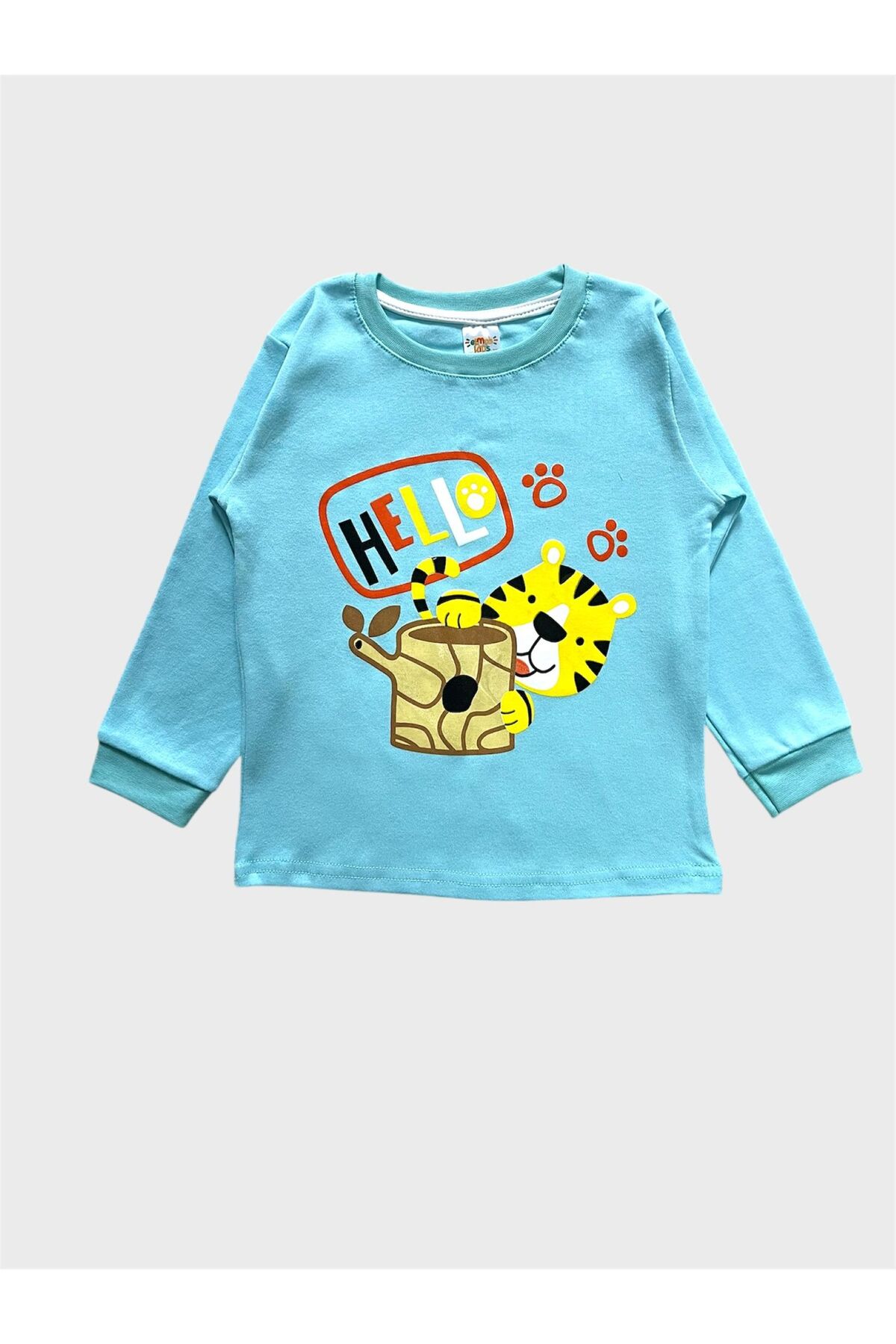 elmas kids Erkek Çocuk %100 Pamuklu Mavi Aslan Desenli Uzun Kollu Pijama Takımı fotoğrafı 4 (önizleme)