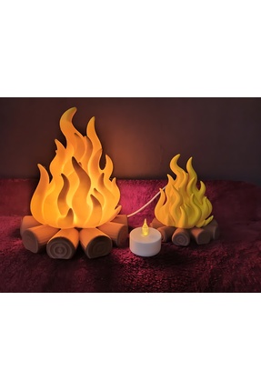 GreenWay3D LED Işıklı Dekoratif Kamp Ateşi Şömine Efektli Ambiyans Lambası (1...