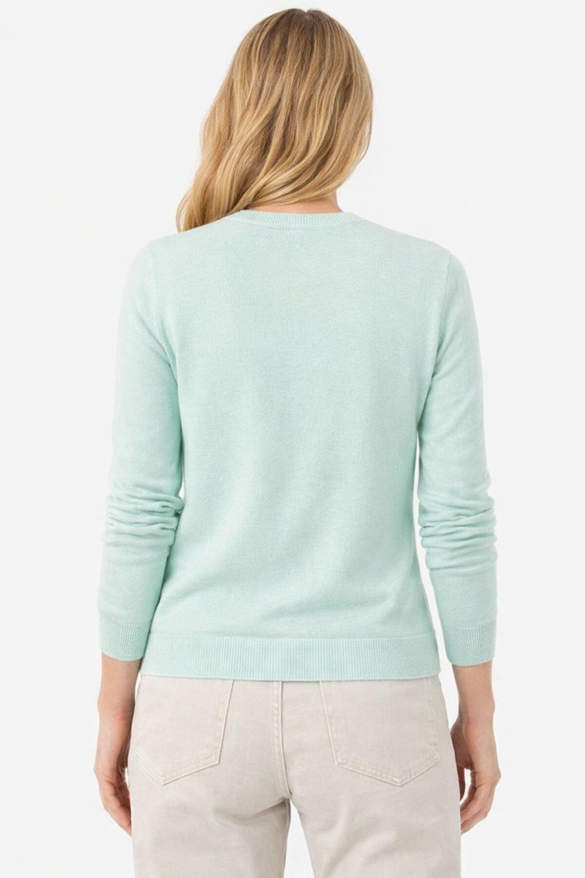 CRALİCHE  Kadın V Yaka Triko Kazak-Düz Kesim Şık Kazak-İNCE ÖRGÜ - Görsel 2