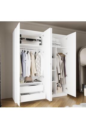 Bimossa KC6040 GOSS 180cm Beyaz Kapaklı Gardırop, 4 Kapaklı, 2Çekmeceli,2Askı...