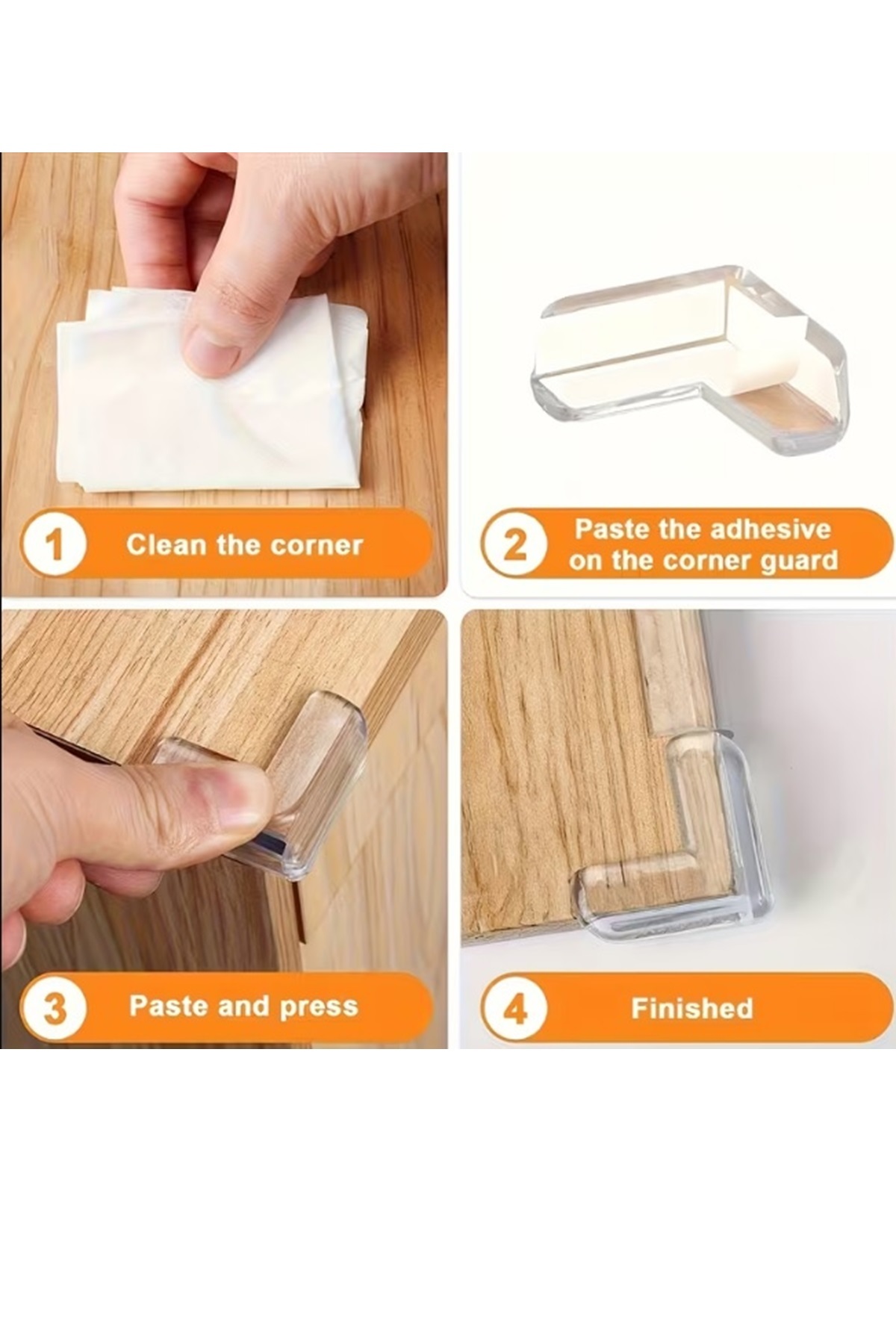 Kitchen Beauty 4 Adet Silikon Şeffaf Masa Kenarı Koruma Aparatı Köşe Koruyucu fotoğrafı 3 (önizleme)