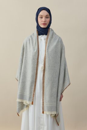 diorel Etro Desen Kaşmir Omuz Şalı Gri
