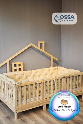 yasetex tasarım Montessori Yatak ve Beşik İçin 4 Kenar Koruma Seti Vanilya Rengi
