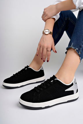 pasyone Siyah Kadın Günlük Yıldızlı Sneaker Ayakkabı