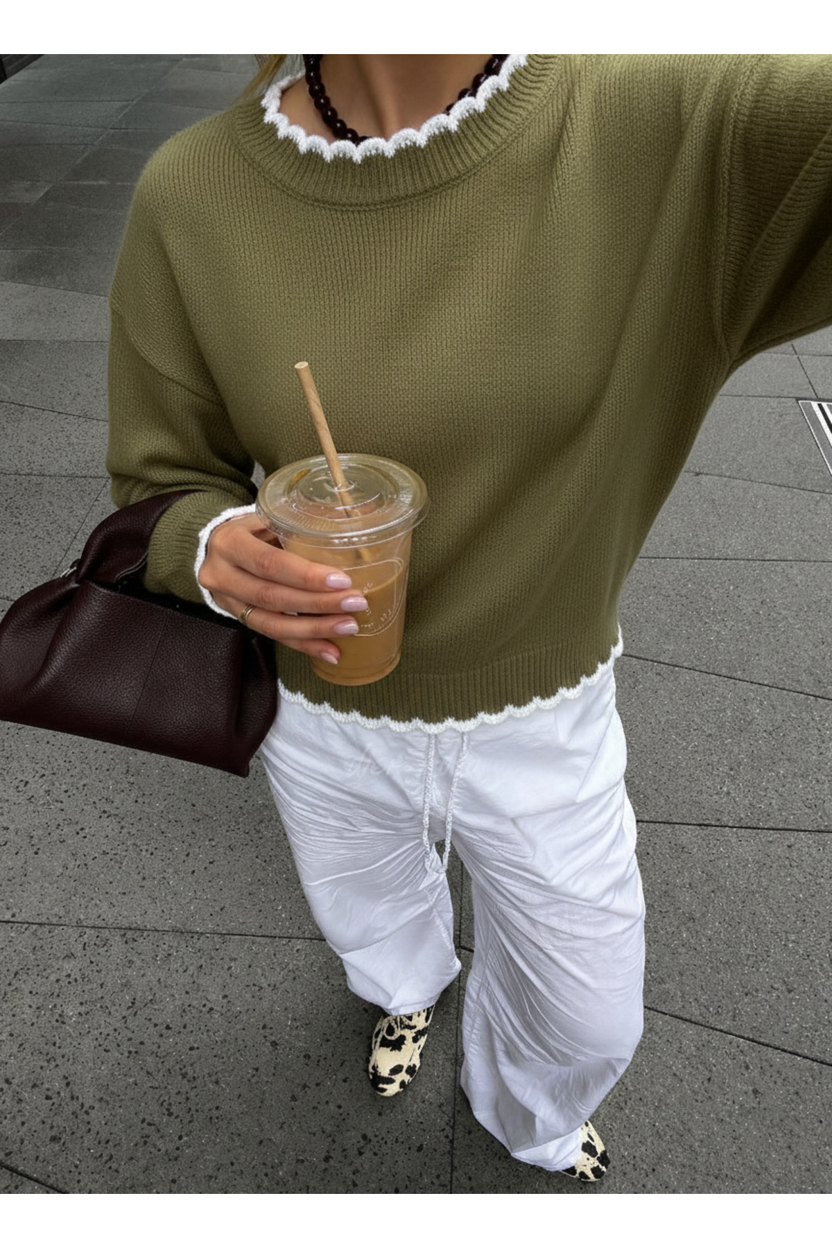 Dier Moda  Kadın Dalgalı Kenar Detaylı Salaş Bisiklet Yaka Kazak - Yumuşak Dokulu Triko, Kadın kazak Fmoda3079 - Görsel 2