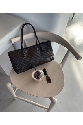 ÖzSu Mağazacılık Acı Kahve Kadın Deri El ve Omuz Çantası Uzun Tote Çanta Kahv...