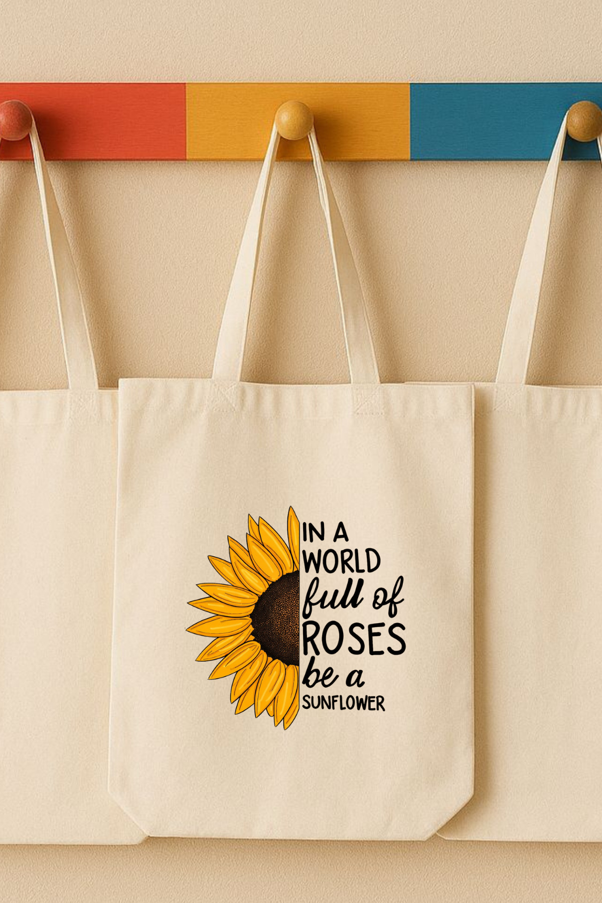 Maki Craft  SunFlower Baskılı Yazılı Bez Çanta Tote Bag - Görsel 2