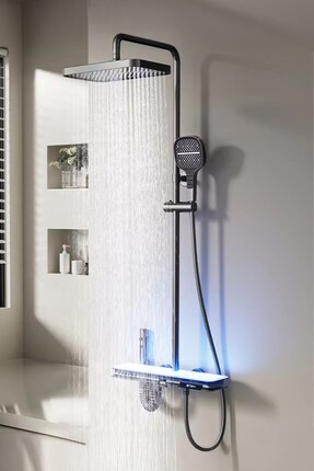 Konk Tools Akıllı LED Duş Seti Sistemi Isıya Göre Renk Değiştiren Ambiyans Ay...