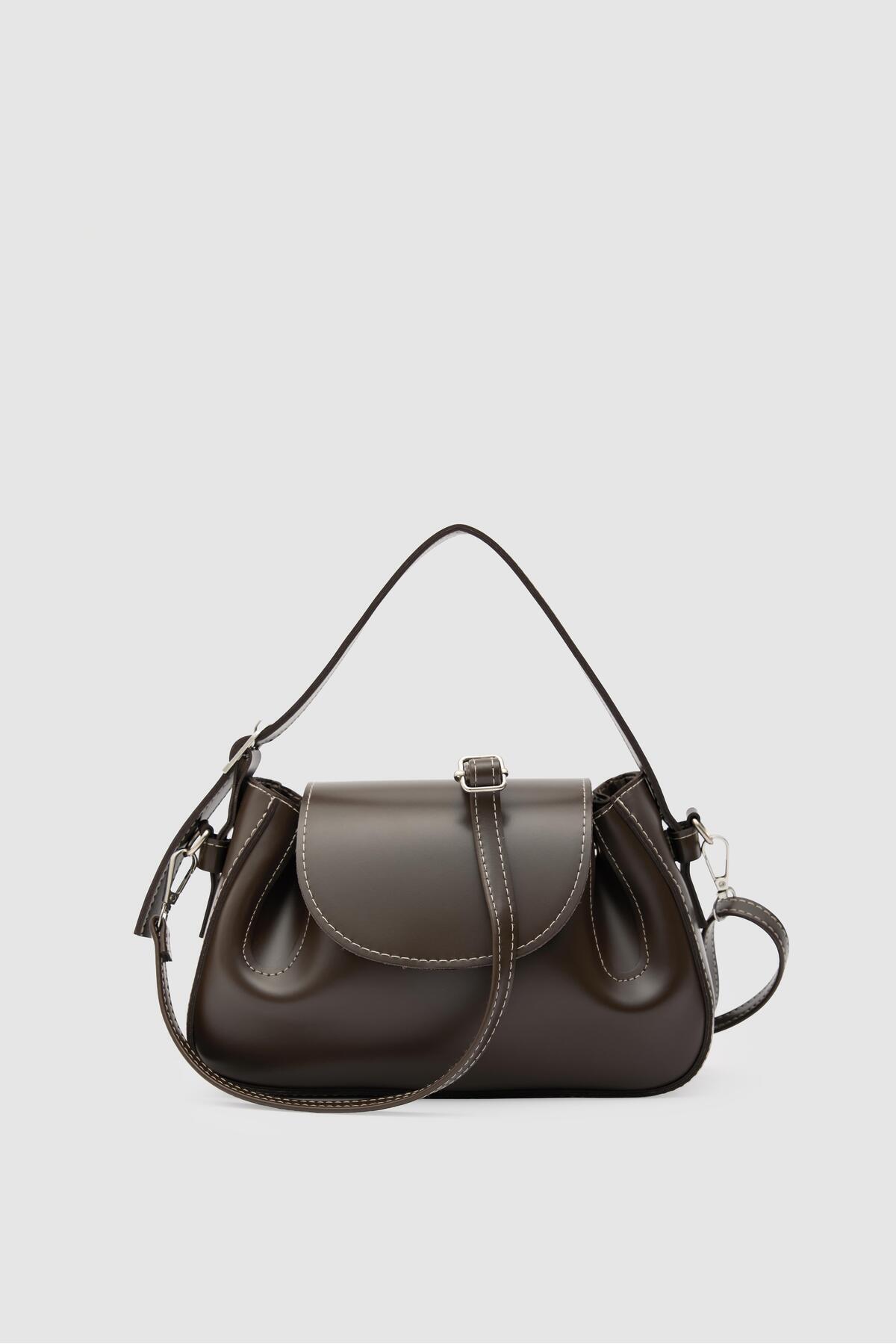 Shule Bags Lover Oval Çapraz Çanta Kahve görsel 2