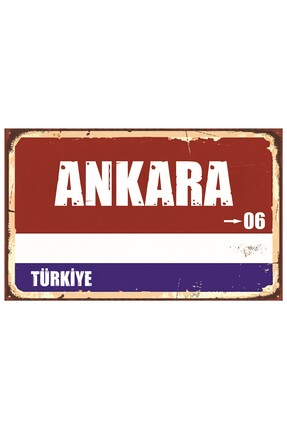 akatshop ANKARA 06 Retro Sokak Tabelası Dekoratif MDF Tablo | UV Baskı Ahşap ...