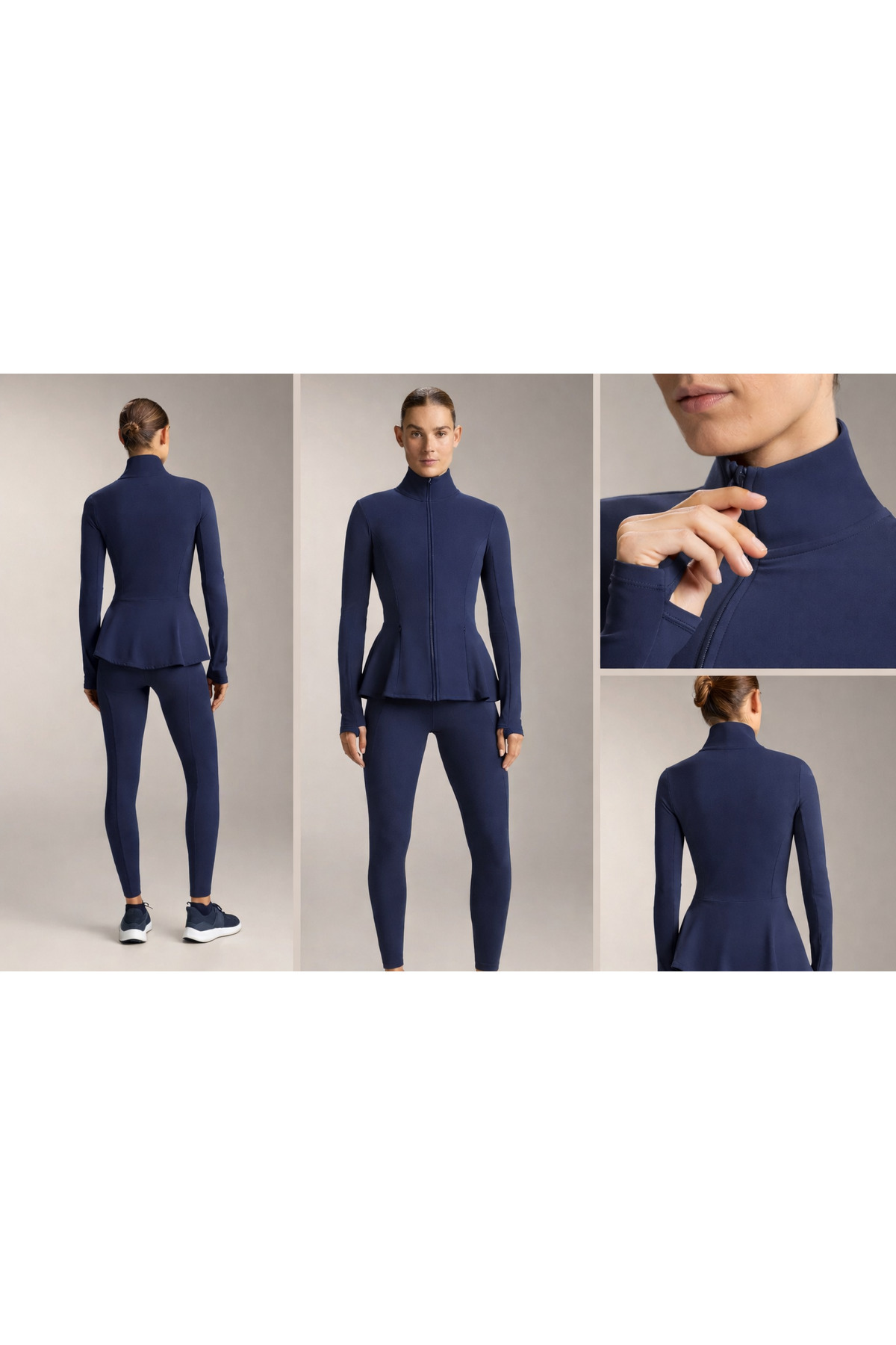 Gugus KADIN Light warm running VOLANLI Fermuarlı Yüksek Yaka Spor Ceket, Esnek Activewear görsel 4