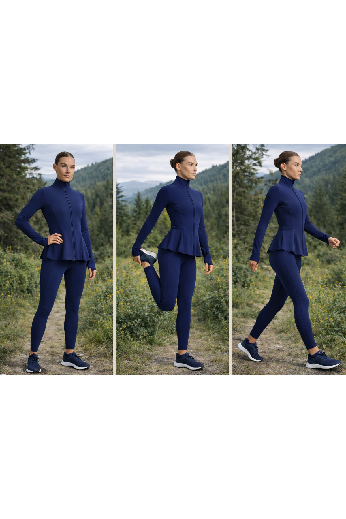 Gugus KADIN Light warm running VOLANLI Fermuarlı Yüksek Yaka Spor Ceket, Esnek Activewear görsel 2