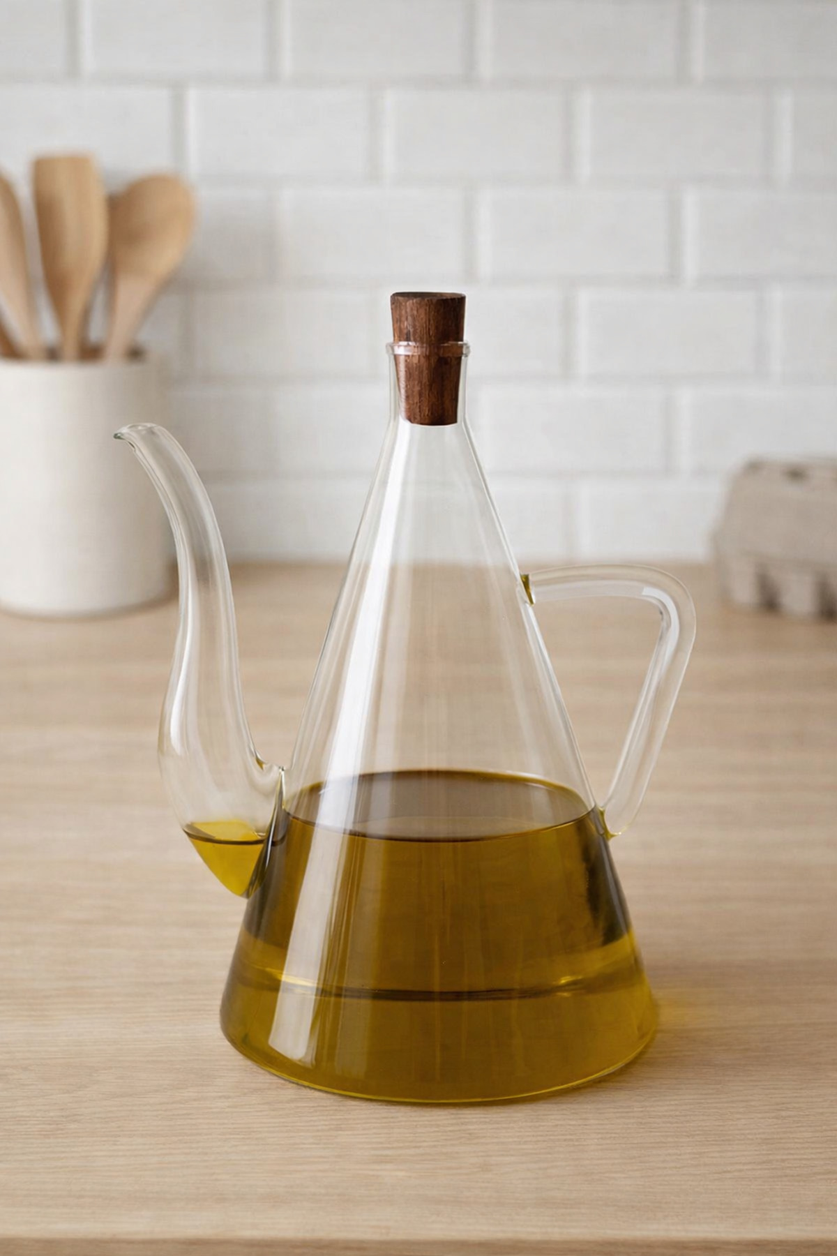 500ml Pinterest Style Clear Glass Lubricant with Cork Lid Design Borosilicate Lubricant