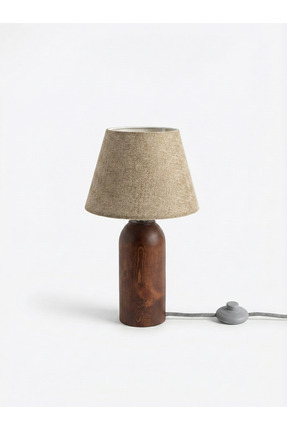 Tapo Design Loop Ahşap Ceviz Abajur | Yatak Odası Masif Başucu Lambası | Salo...
