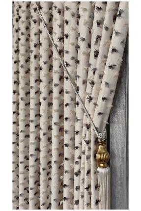 Belvedere Gri Ponponlu Lüks Fon Perde Tek Kanat Sık Pile