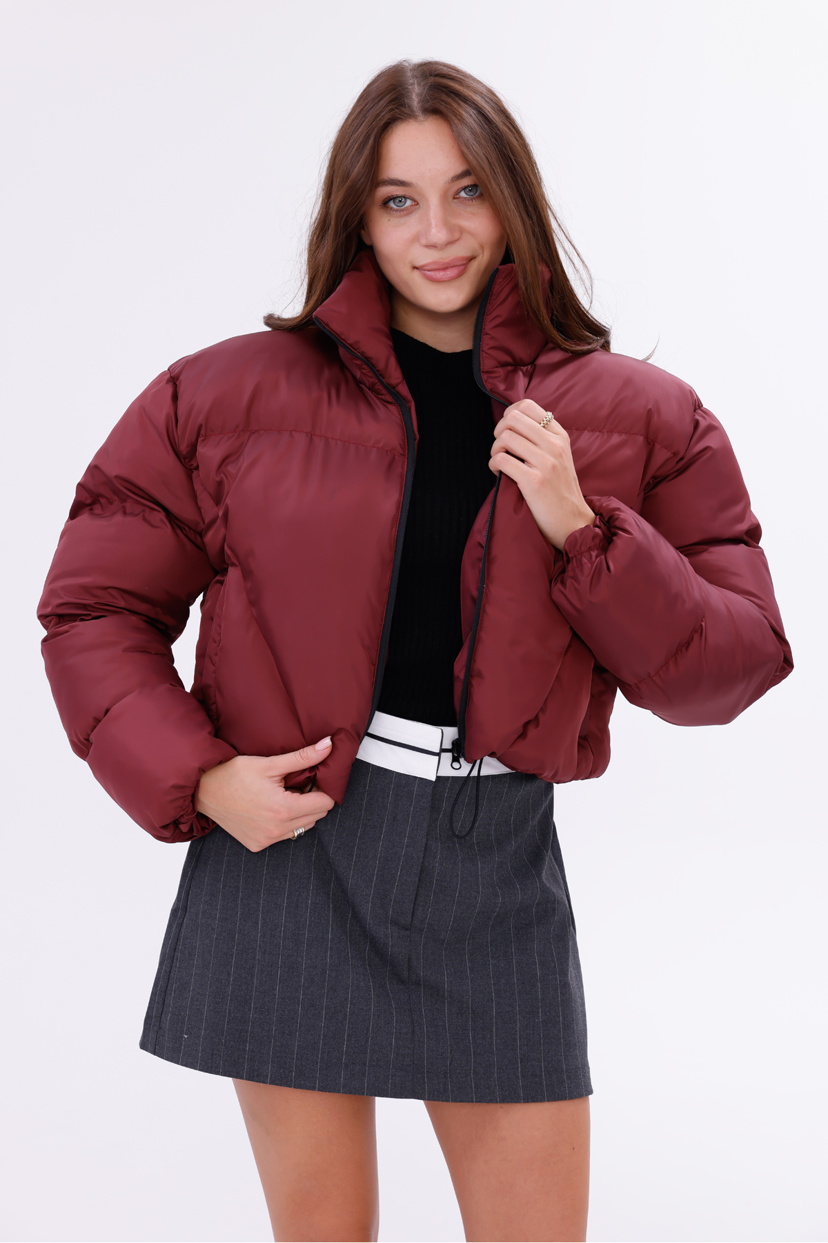 完売品！clore+ 構築的シルエット Drop Puff Jacket GİYİYORUM Women's Puffer Jacket | Crop Zippered Winter Cross