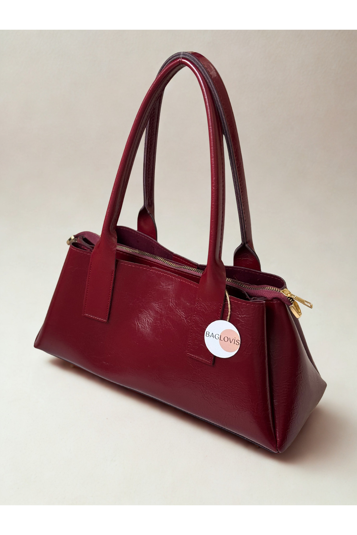 Women's Shiny Claret Red Shoulder and Sleeve Bag EN32 BOY16