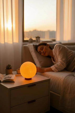 BenomTech Ay Küre Masa Lambası | Gün Işığı LED, Dekoratif Gece Lambası