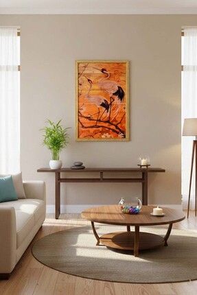 Humekan Turna Kuşları Hediyelik Bambu Tablo