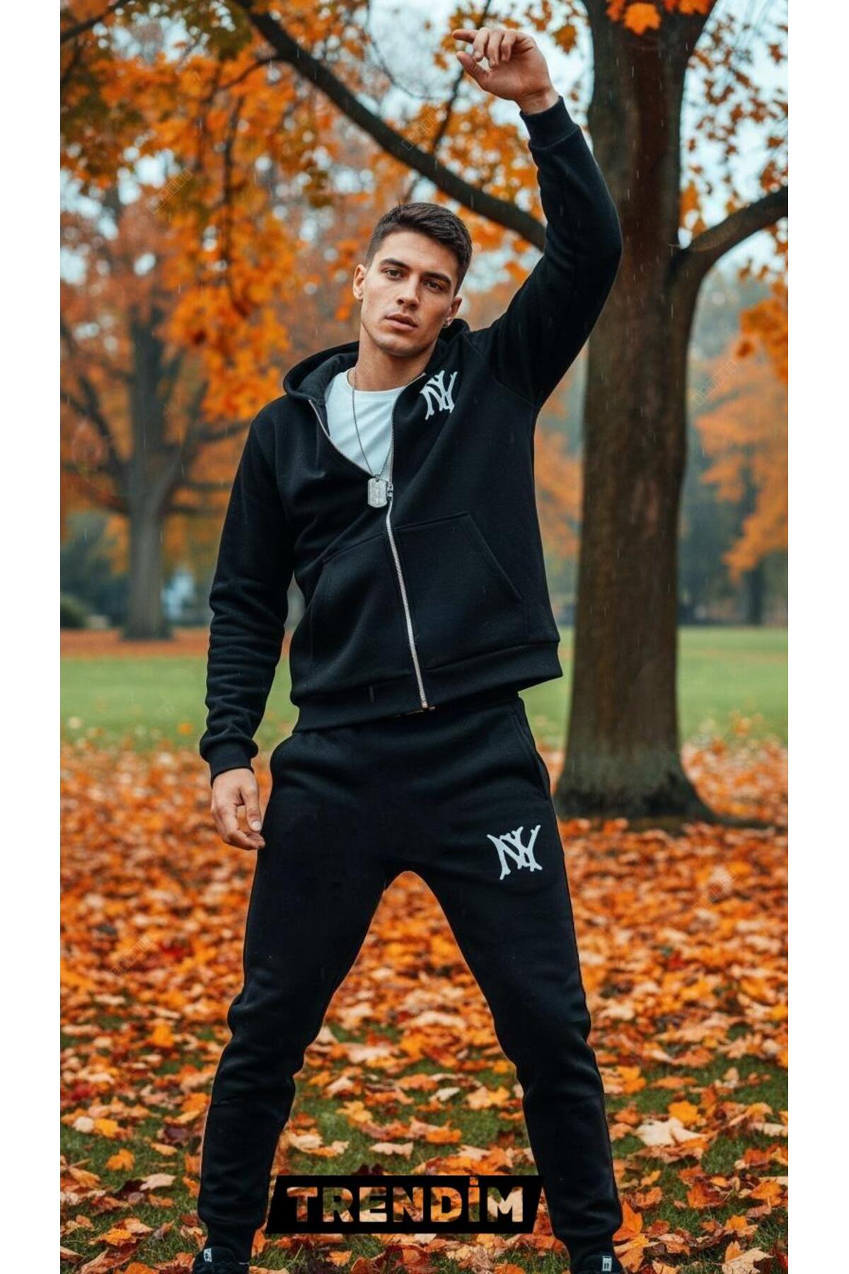 Premium Oversize Unisex Kışlık NY Eşofman Takımı–Yumuşak Rahat Spor Set-NY Baskılı Sweat+Jogger — مشکی TYC0895886447MBmwKapit004 — تصویر 2 از 7