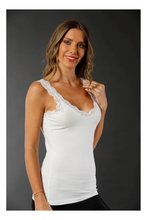 Lüx Er-şah Under Wear Kadın Siyah Likralı Dantelli Atlet