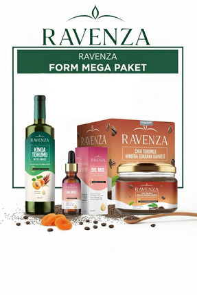 ravenza FORM MEGA PAKET( Detox Sirkesi , Diyet Damla,Chia Tohumlu Hindiba Gua...