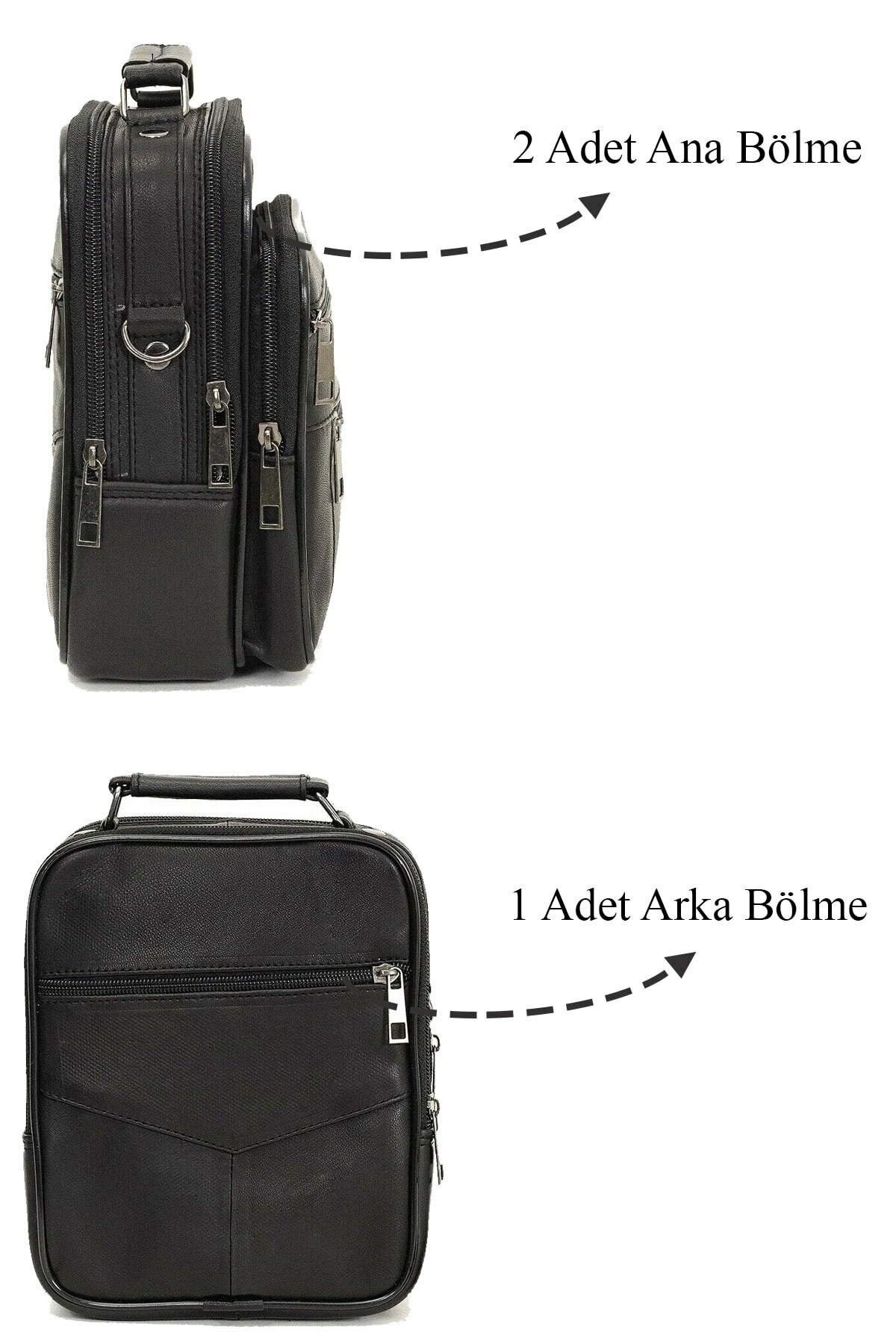 Newish Polo Erkek Siyah Çelik Kasalı Hakiki Deri El Ve Omuz Çantası Ayarlanabilir Askılı( Orta Boy) görsel 4