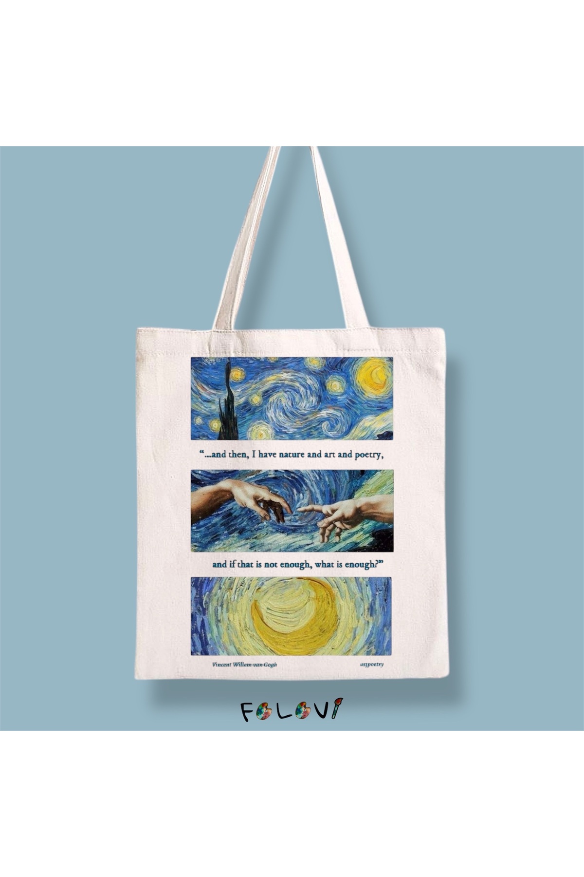 FALAVİ  Van Gogh Yıldızlı Gece Bez Çanta