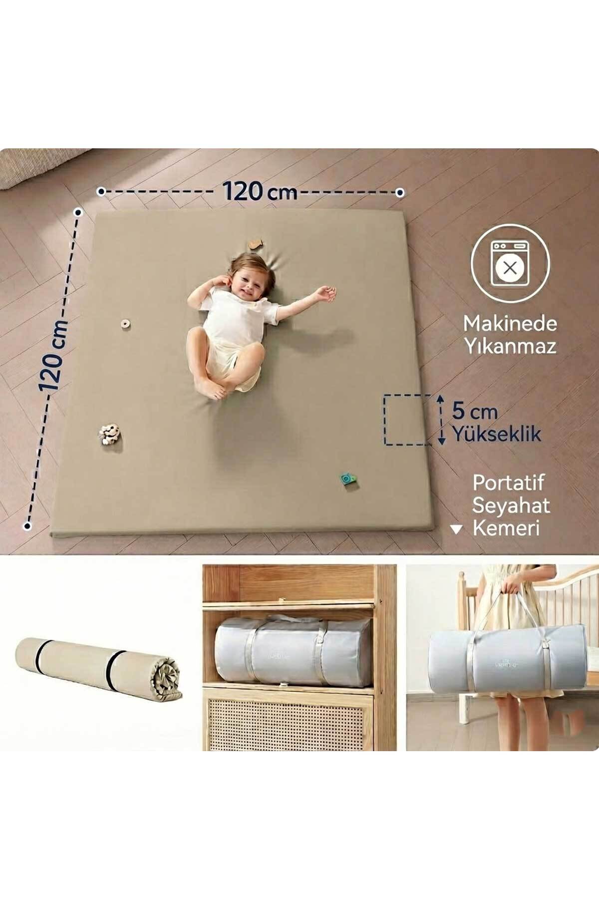 RevuBaby Deri Oyun Matı, Su Geçirmez Emekleme Oyun Matı Oyun Halısı 120X120 CM 5 Kalınlık fotoğrafı 3 (önizleme)