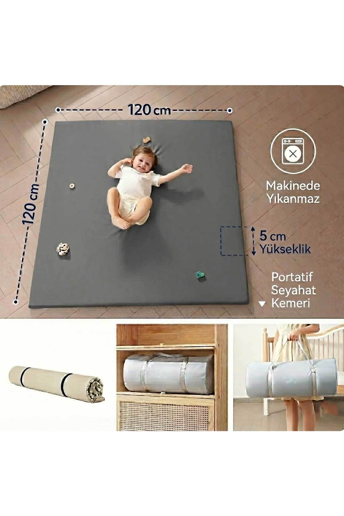RevuBaby Deri Oyun Matı, Su Geçirmez Emekleme Oyun Matı Oyun Halısı 120X120 CM 5 Kalınlık fotoğrafı 2 (önizleme)