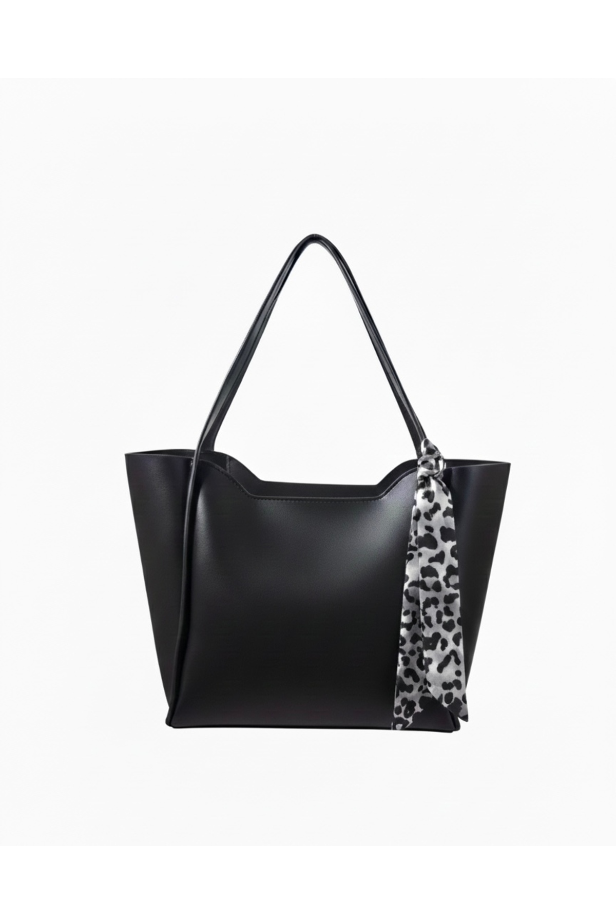 Arvelia Siyah Kadın Fularlı Fermuarlı Shopper El Ve Omuz Çantası (Fular Rengi...