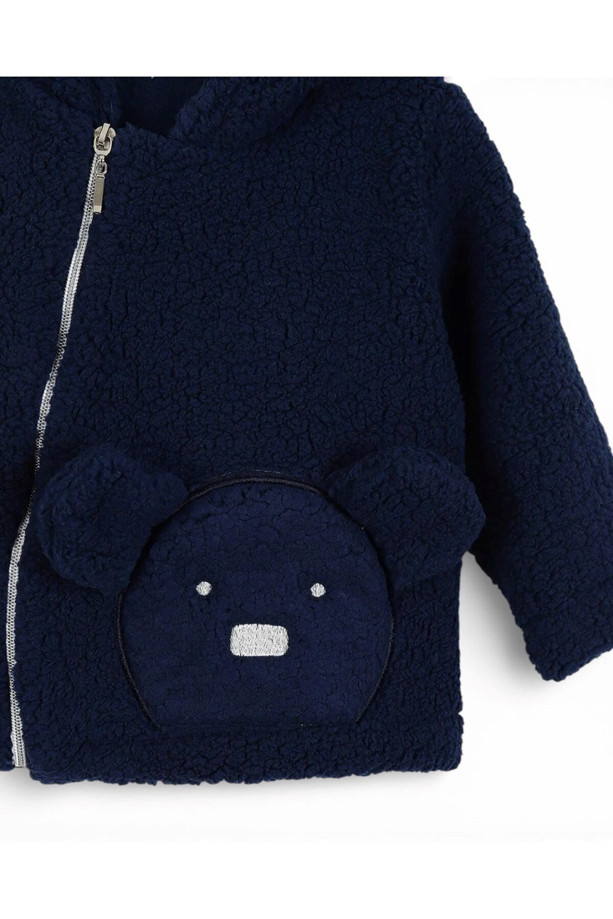 voyyo kids baby Erkek Bebek 1-2-3 Yaş, Ayıcık Nakışlı, Fermuar Detaylı Kuzu Hırka, Ceket, Polar Hırka Ceket fotoğrafı 5 (önizleme)