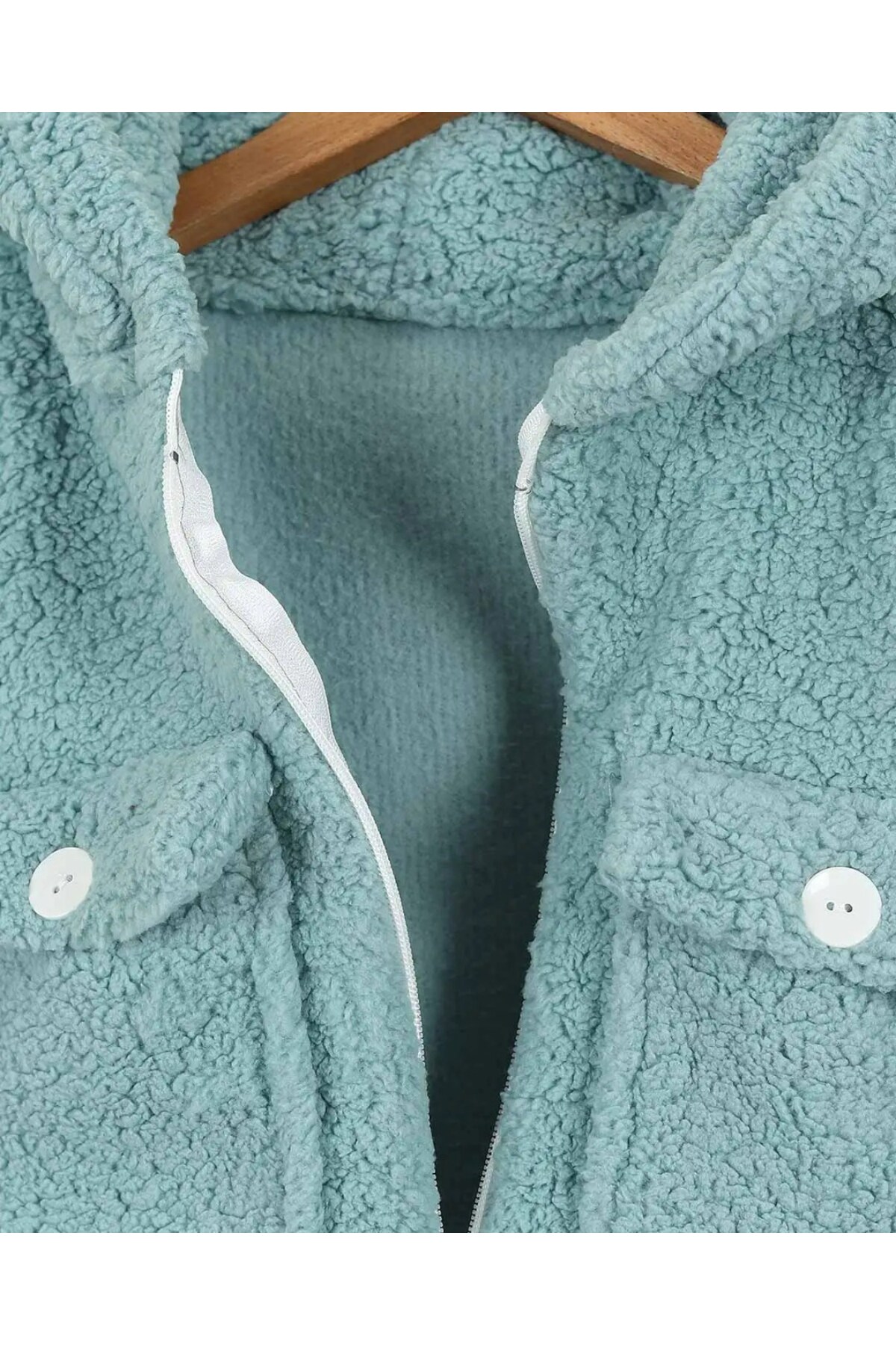 Ege Bebek Kız Çocuk Cep Detaylı, Kışlık Peluş Kuzu Hırka,5-6-7-8-9-10 YAŞ Kapüşonlu, Kaban, DAR KALIP fotoğrafı 5 (önizleme)