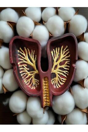 FC Atelier El Yapımı Bordo Altın Detaylı Akciğerler Dekorlu Alçı Biblo