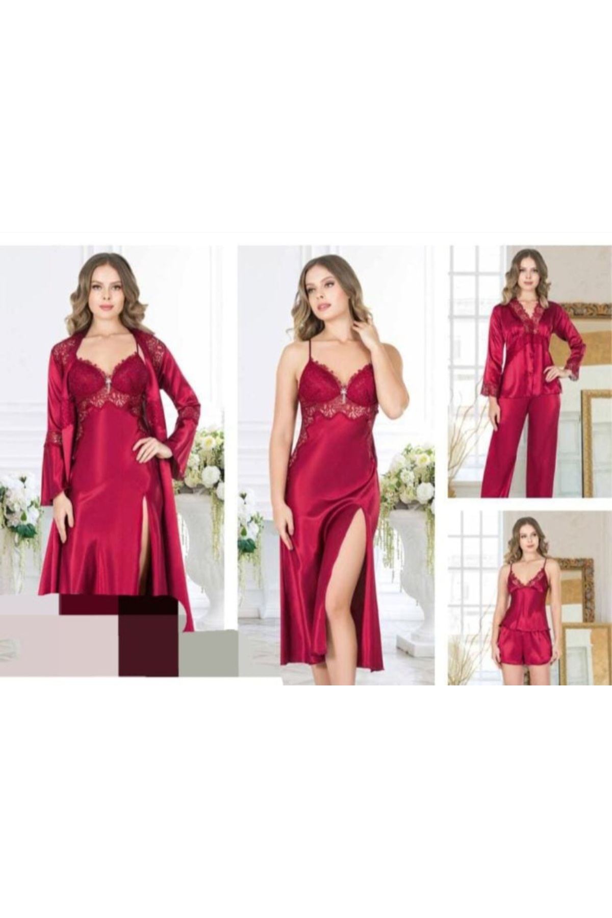 MOONTELLA Çeyiz 6lı gecelik seti bordo