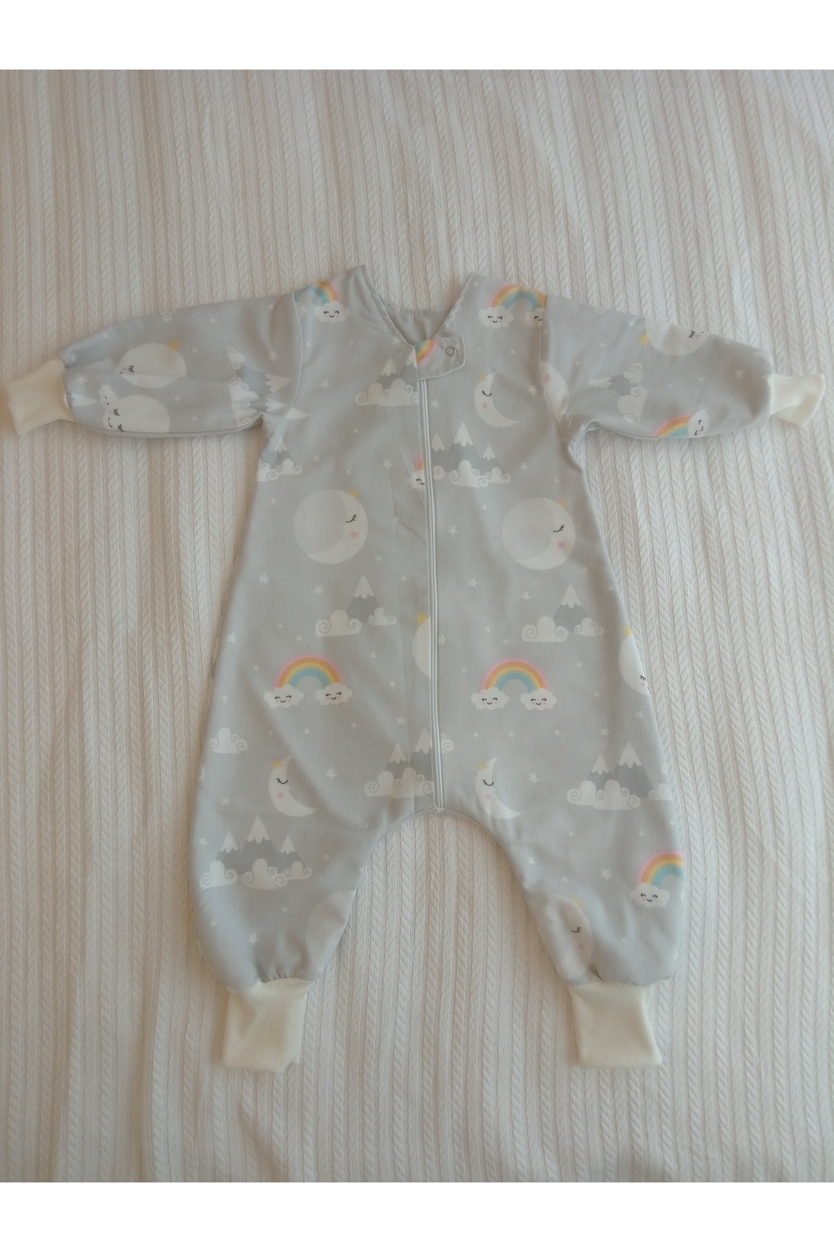 Wenaris KOLLU Uyku Tulumu %100 Doğal Pamuk Çift Kat PAZEN Özel Kumaş Unisex 1.0 Tog 20-24 DERECE fotoğrafı 3 (önizleme)