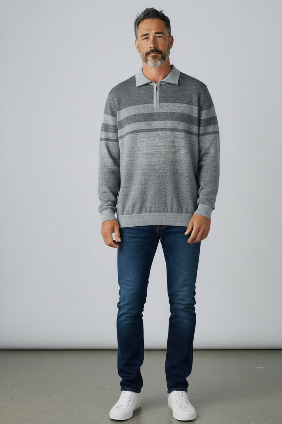 Butik Battal Büyük Beden Yün Kaliteli Triko Polo Yaka Kazak görsel 2