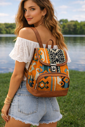 othobag Boho Etnik Desen Tarz Günlük Kadın Sırt Çantası
