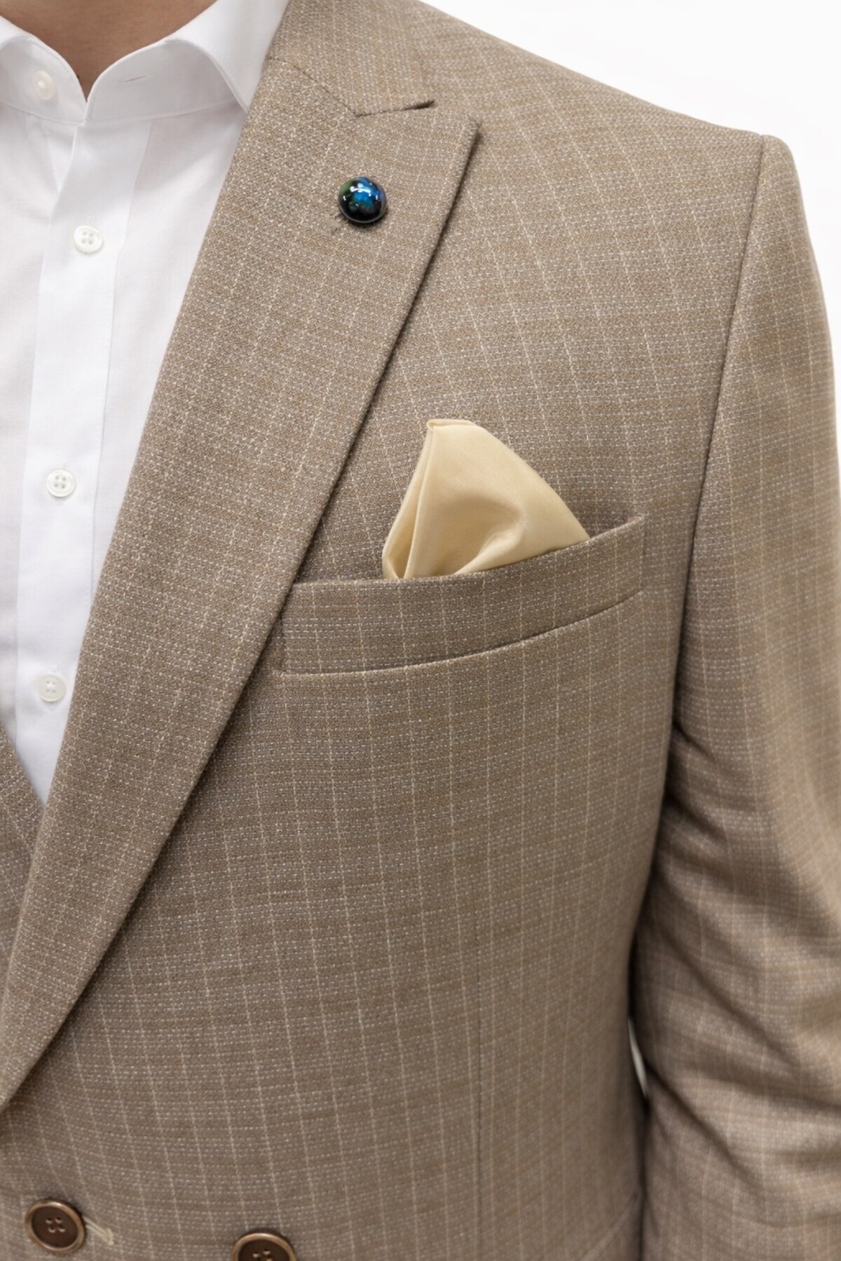 Plus Scorpion  Erkek Kruvaze Slim Fit Takım Elbise – 4 Düğmeli, Sivri Yaka, Çift Yırtmaçlı Şık Tasarım - Görsel 5