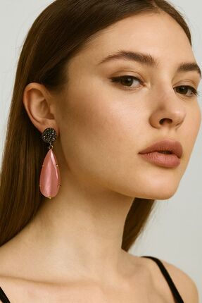 LEYLART JEWELLERY Ambra Altın Kaplama Taşlı Küpe