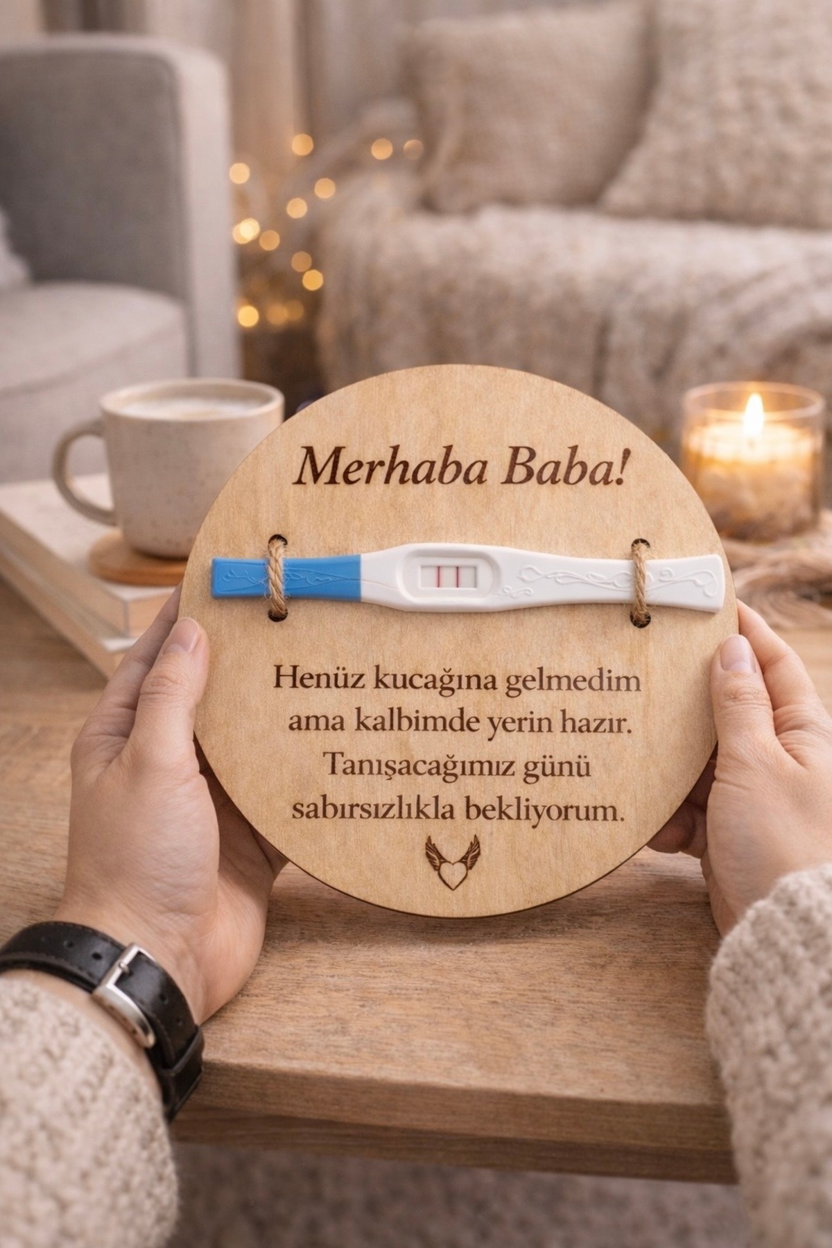 Reparix Design Merhaba Baba! Hamilelik Müjdesi Ahşap Plaket – Bebek Sürpriz Hediyesi fotoğrafı 2 (önizleme)