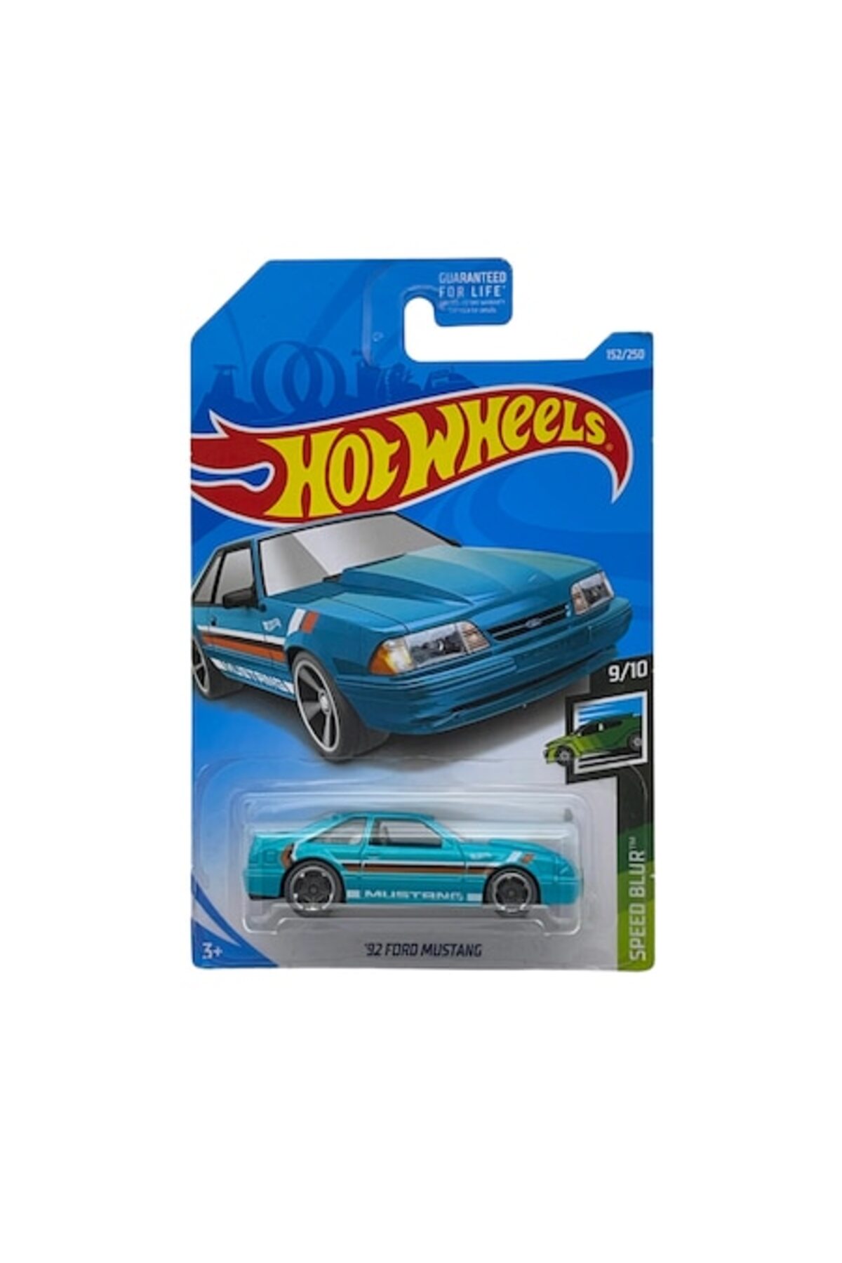 Masinuta Metalica Hot Wheels, 92 Ford Mustang, Colectia Speed Blur - Editia 2019, Turcoaz, 1:64