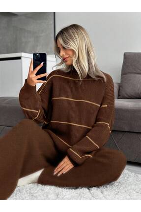 DOQU MILANO KADIN ÇİZGİLİ TAKIM