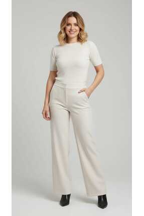 puerpuellamoda Puerpuella moda Kadın Trend Deri Şardonlu Bol pantolon