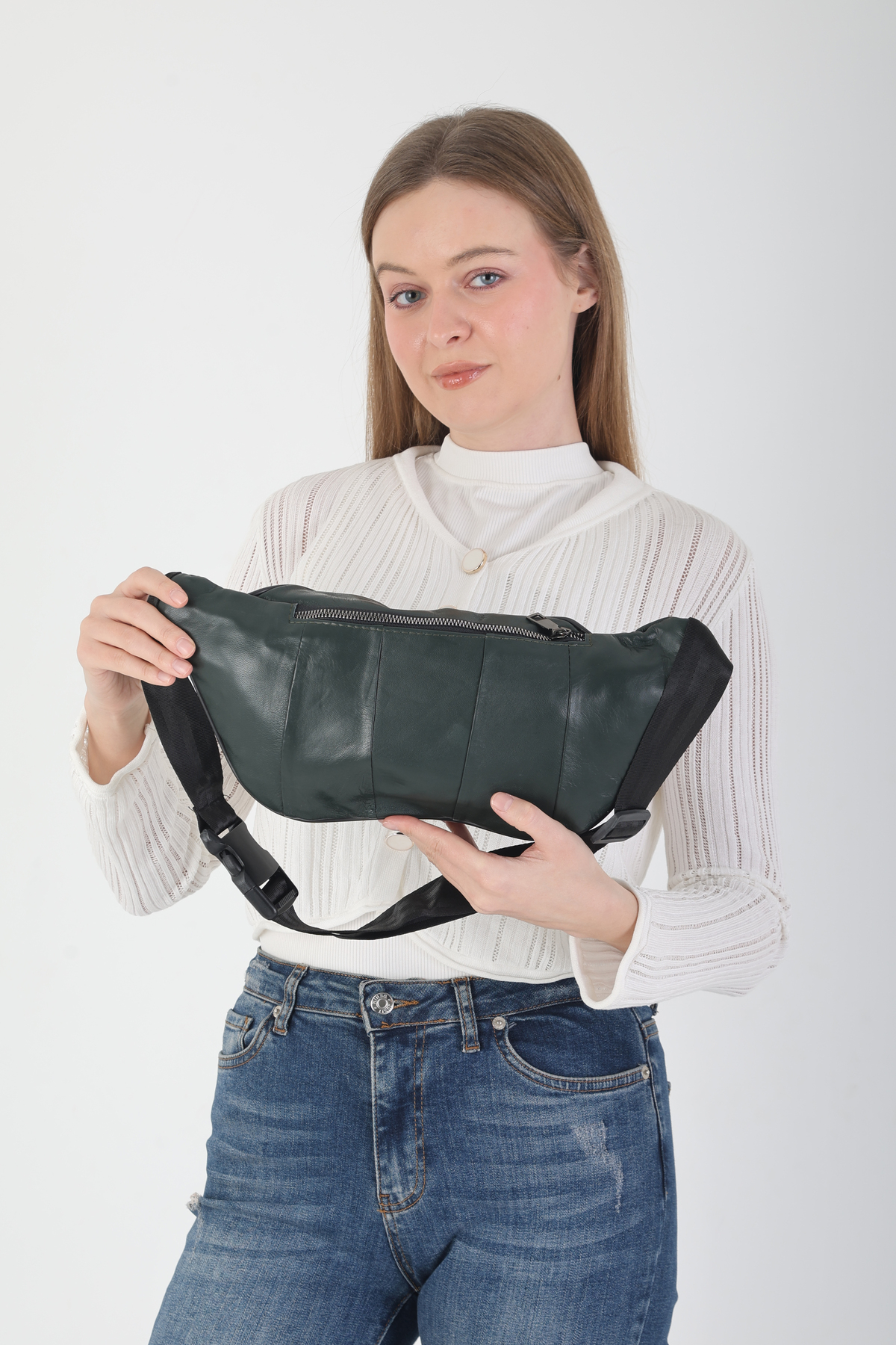 NahitaTyana Unisex Çok Cepli Hakiki Deri Freebag Bel Çantası Ve Omuz Çantası görsel 6
