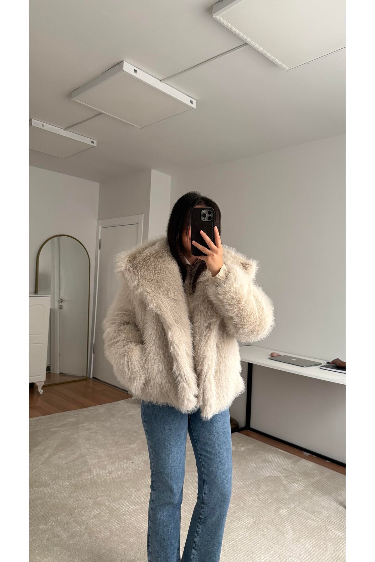 sinemkivanc co  İçi Astarlı Çift Cepli Premium Kürk - Görsel 2